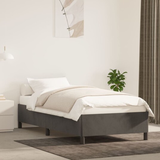 vidaXL Sengeramme mørkegrå 90x190 cm 3FT Single fløyel