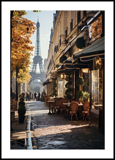 Parisian Street Café in Autumn Plakat Plakat / 40x50cm