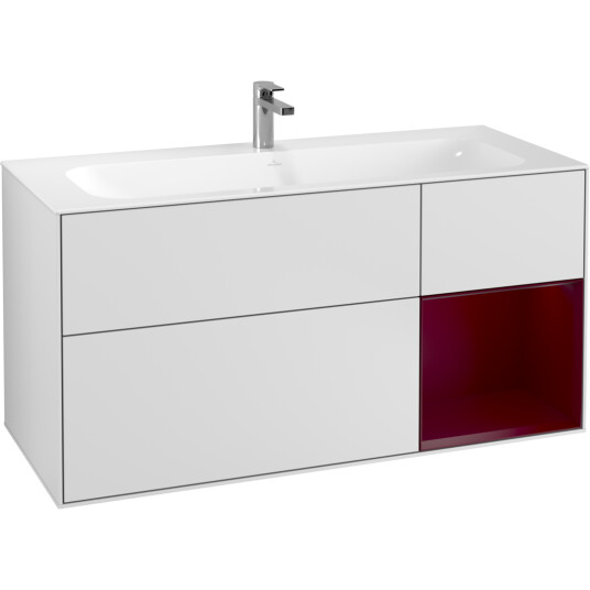 VILLEROY & BOCH FINION SERVANTSKAP 120 HVIT MATT LAKK M/LYS HØYRESTILT PEONRØD HYLLE VILLEROY & BOCH FINION SERVANTSKAP 120 HVIT MATT LAKK M/LYS HØYRESTILT PEONRØD HYLLE