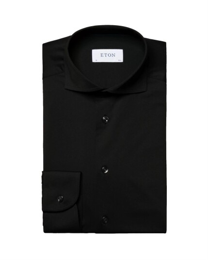 Eton Black Four-Way Stretch Shirt Skjorte Sort  male 43