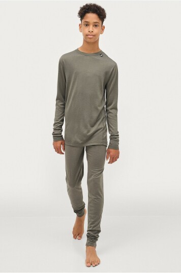 Áhkká Longs Merino Wool UW Pants Kids Grønn