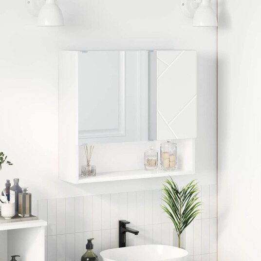 Speilskap Veggmontert Hvit 59 x 17 x 55 cm Konstruert tre