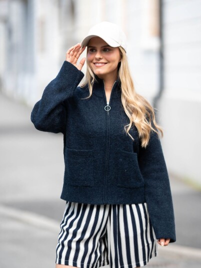Selected Femme Sia Ras Long Sleeve Knit Zipper Cardigan Blå XXL Selected Femme Sia Ras Long Sleeve Knit Zipper Cardigan Blå XXL