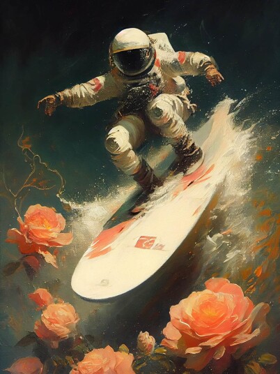 Plakat Astronaut Surfing Eventyr