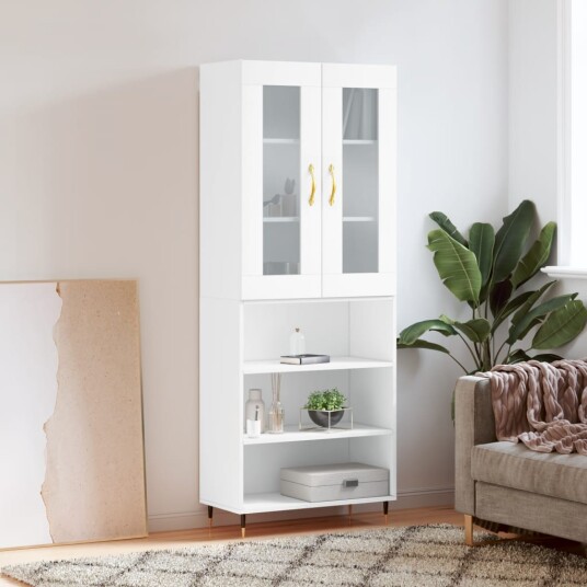 vidaXL Highboard hvit 69,5x34x180 cm konstruert tre 8720845481278
