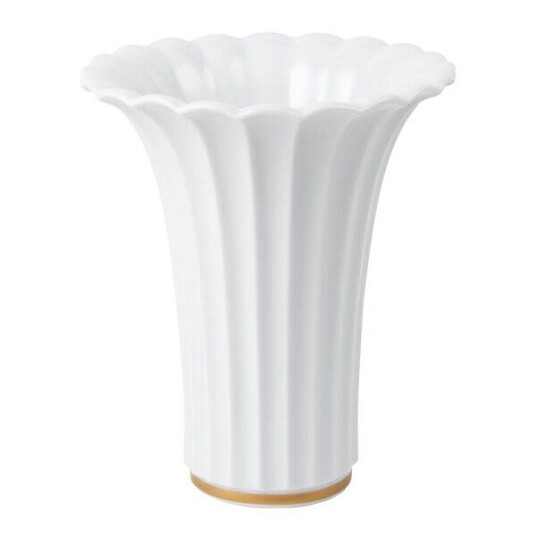 Royal Copenhagen Hvit vase med gullkant 23 cm