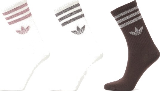 Sokker adidas 3 Stripes Glitter Crew Socks 3 Pack Off White/ Aurora Coffee S