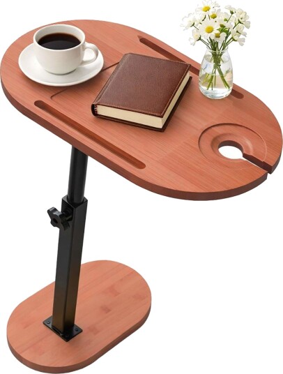 Justerbart sidebord i bambus – C formet plassbesparende design