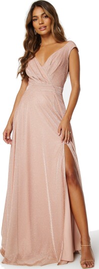 Goddiva Glitter Wrap Maxi Dress