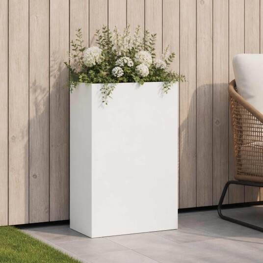 vidaXL Hageblomsterpotte Hvit 50 x 20 x 75 cm Kaldvalsestål