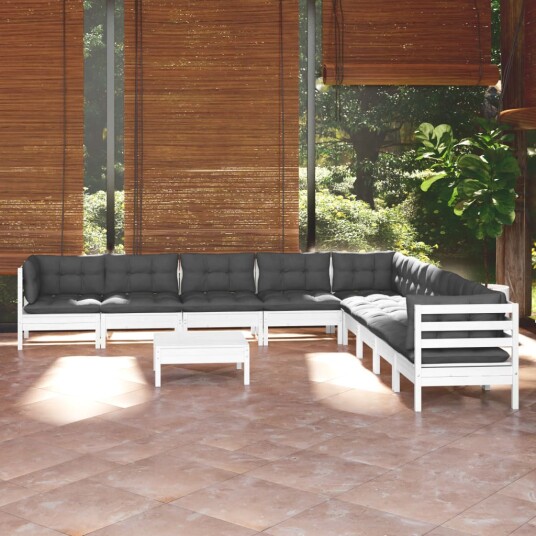  Hagesofagruppe med puter 10 deler hvit heltre furu 3096822