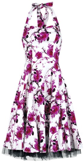 H&R London Rockabilly Middellang kjole Pink Floral Dress XS til 3XL Damer hvit-rosa