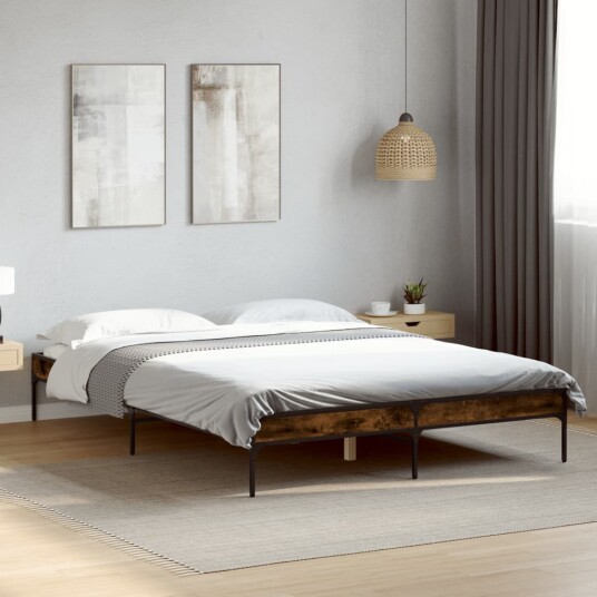  Sengeramme røkt eik 135x190 cm konstruert tre og metall 8721012985698