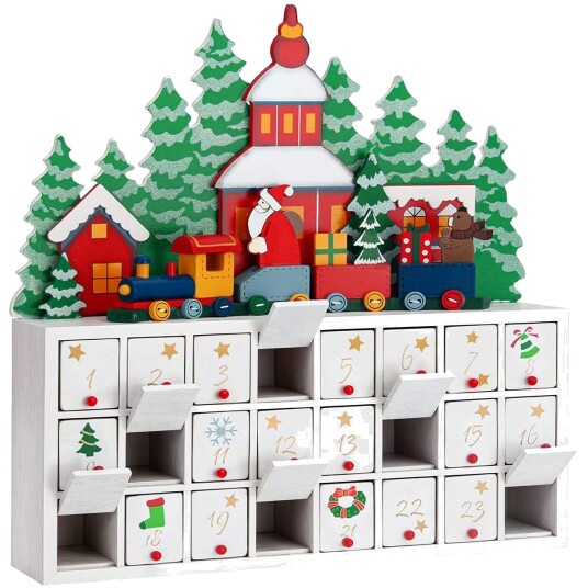 Adventskalender i tre – 24 gjenbrukbare skuffer juledekor Adventskalender i tre – 24 gjenbrukbare skuffer juledekor