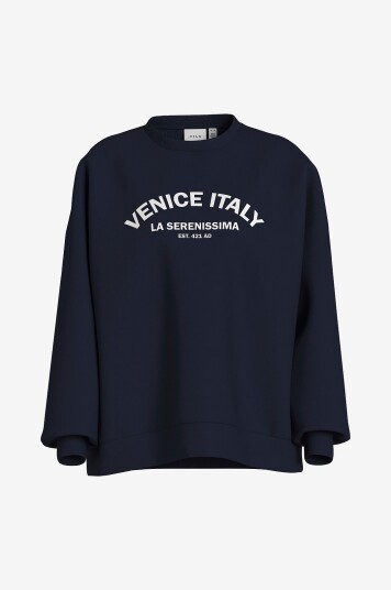 Vila   Collegegenser viMinna L/S Loose Sweatshirt   Blå