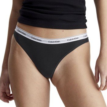 Calvin Klein Truser 3P Modern Logo Thongs Svart bomull XX-Large Dame Calvin Klein Truser 3P Modern Logo Thongs Svart bomull XX-Large Dame