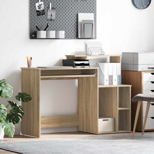  skrivebord med lagring Sonoma eik 120,5x44x88,5 cm Konstruert tre