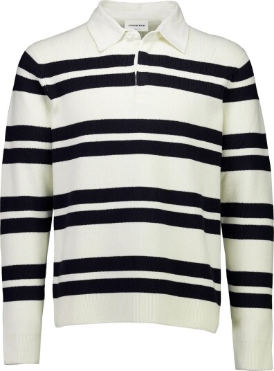 Lindbergh Knitted Striped L/S Rugby Shirt White L