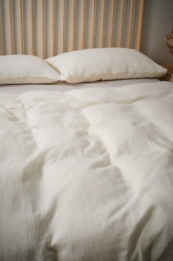 Jotex Dynetrekksett i Musselin Dobbeltseng Naturhvit AMILIA 21364500197