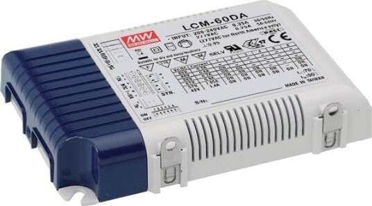 Mean Well Meanwell 60W / 350 1400mA dimbar LCM 60DA driver for LED panel Dali + push dim Dimbar : DALI dimbar Mean Well Meanwell 60W / 350 1400mA dimbar LCM 60DA driver for LED panel Dali + push dim Dimbar : DALI dimbar