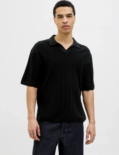 Jack & Jones Jorvarenna Knit Ss Split Neck - Black - L