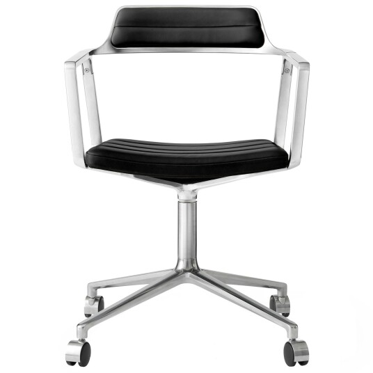 Vipp 452 Svingstol med Hjul Polert Aluminium / Sort Skinn Vipp 452 Svingstol med Hjul Polert Aluminium / Sort Skinn