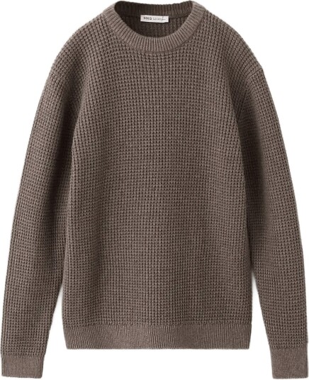 Mango Structured Knitted Sweater   MEDIUM BROWN   164
