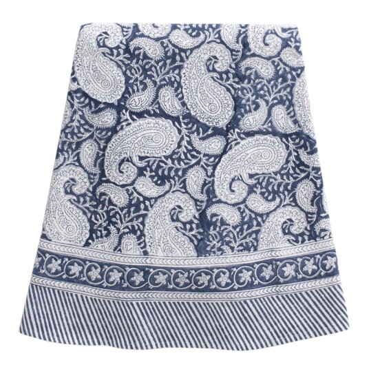 Chamois Big paisley bordduk rund 220 cm marineblå