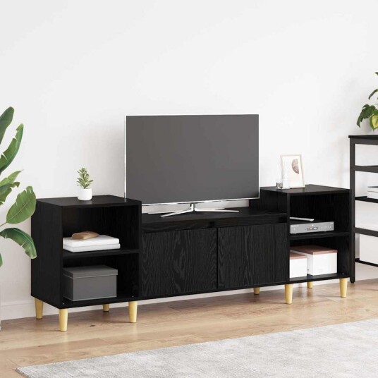 TV skap Svart Eik 160 x 35 x 55 cm Konstruert tre TV skap Svart Eik 160 x 35 x 55 cm Konstruert tre