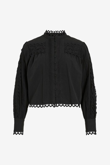 Rouge Edit Bluse rouMelanie LS High Neck Blå