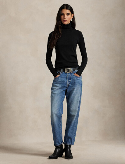Polo Ralph Lauren Stretch-Blend Turtleneck - Black - S