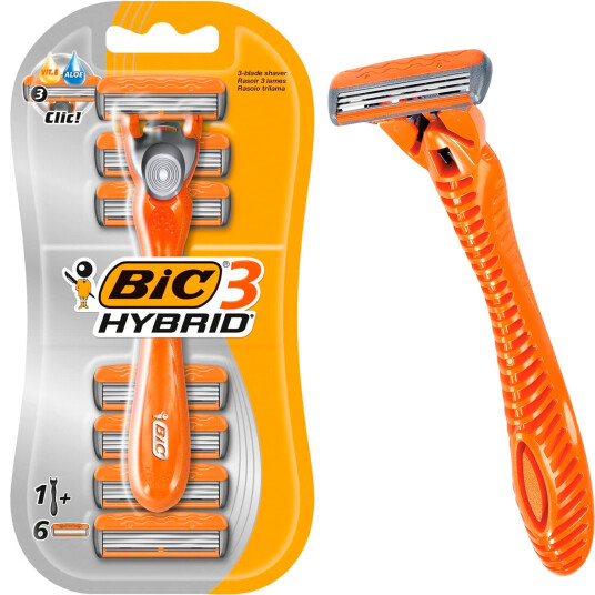 BIC 3 Hybrid alt-i- One barberhøvel + 6 barberblader BIC 3 Hybrid alt-i- One barberhøvel + 6 barberblader
