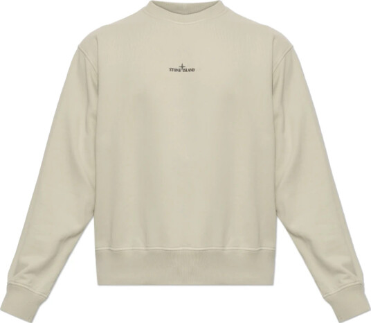 Stone Island Cotton Fleece Blurred Compas Print Sweatshirt Sand