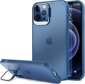 iPhone 12/12 Pro Hybrid Deksel med Skjult Stativ - Blå / Gjennomsiktig