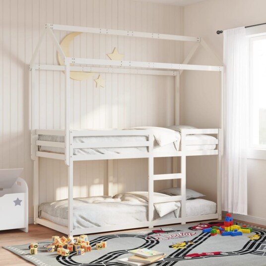 Køyeseng med tak hvit 80x200 cm heltre furu 8721102670206 Køyeseng med tak hvit 80x200 cm heltre furu 8721102670206