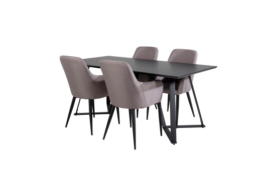 Venture Home Marina Matgruppe 180 cm Rektangulær med 4 Comfort Stoler Sort