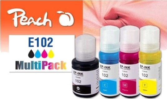 Peach 321328, Standard Utskriftsproduksjon, Sort, Cyan, Fiolblå, Gult, 127 Ml, 70 Ml, 4 Stykker, Multipakke
