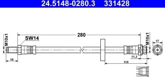 Bremseslange ATE 24.5148 0280.3 Bremseslange ATE 24.5148 0280.3