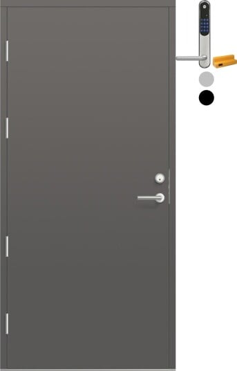 Ytterdør Bygg1 Fjell 09 med Yale Entrus BxH: 100x200 cm, Venstre, NCS S-6500-N, Grå, Yale Sølv