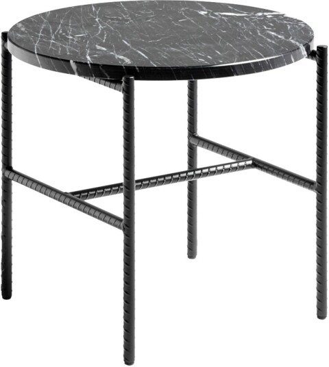 Hay - Rebar Round Side Table Soft Black Frame Marble Ø45 Cm Sidebord Sylvain Willenz Svart Metall/stein