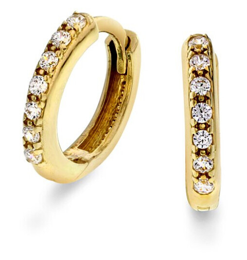 Pan Jewelry Øreringer i 585 gult gull med zirkonia