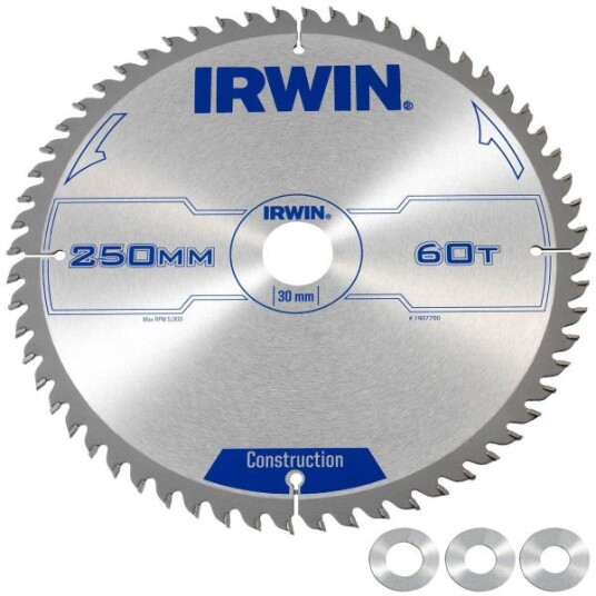 Irwin Sirkelsagblad 250 mm med 60 Tenner - Tungstenkarbid Irwin Sirkelsagblad 250 mm med 60 Tenner - Tungstenkarbid