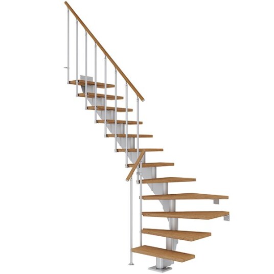 Dolle Hamburg L-trapp I Pearl Grey-classic Ii-oljeret Eik-85-14 - Loddret Høyde 277 322 Cm