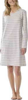 Schiesser Women Longsleeve Nightdress Hvit/Grå bomull 50 Dame