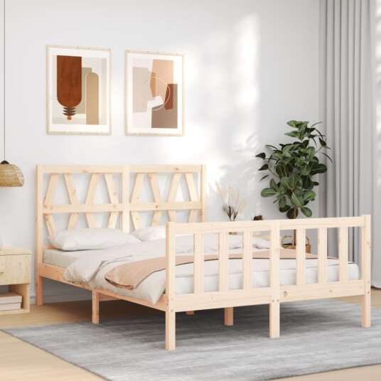 vidaXL Sengeramme med hodegavl 140x200 cm heltre