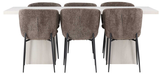 Venture Design Olga & Modesto spisegruppe Mørkegrå/hvit 6 stoler & bord 200 x 90 cm