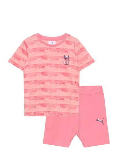 PUMA Puma X Gabby S Dollhouse Minicats Tee And Shorts Set Inf Coral 104 PUMA Puma X Gabby S Dollhouse Minicats Tee And Shorts Set Inf Coral 104