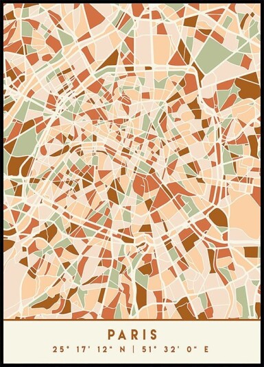 Black Maps Earth Tones 64 Plakat Plakat / 100x150cm