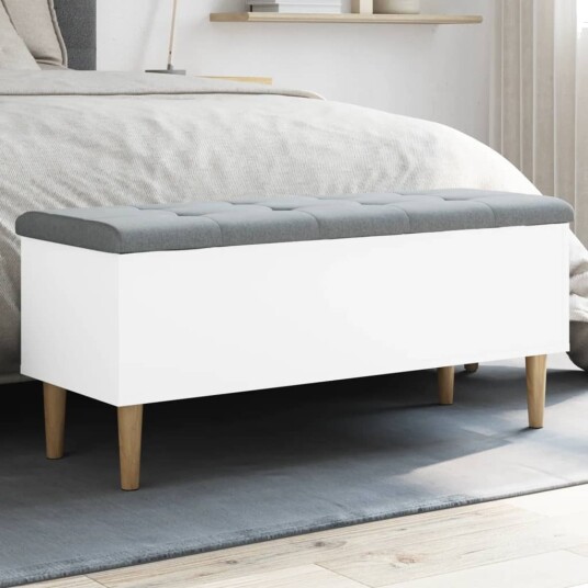  Oppbevaringsbenk hvit 102x42x46 cm konstruert tre 8721012162853