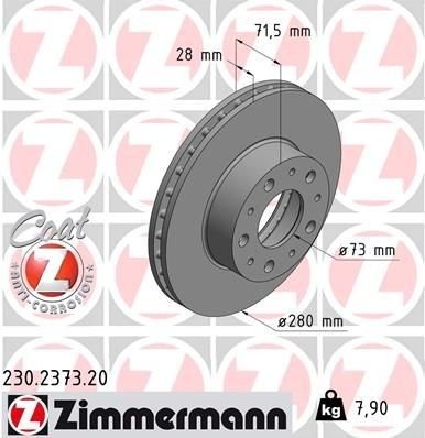 ZIMMERMANN 230.2373.20 Bremseskive
